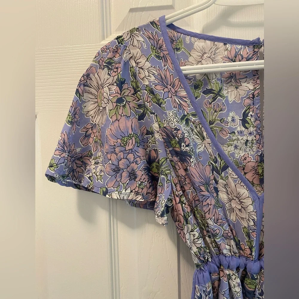 Anthropologie | Romerio Sleep Floral Wide Leg Jumpsuit | Purple & Yellow |  | XS - Picture 7 of 15